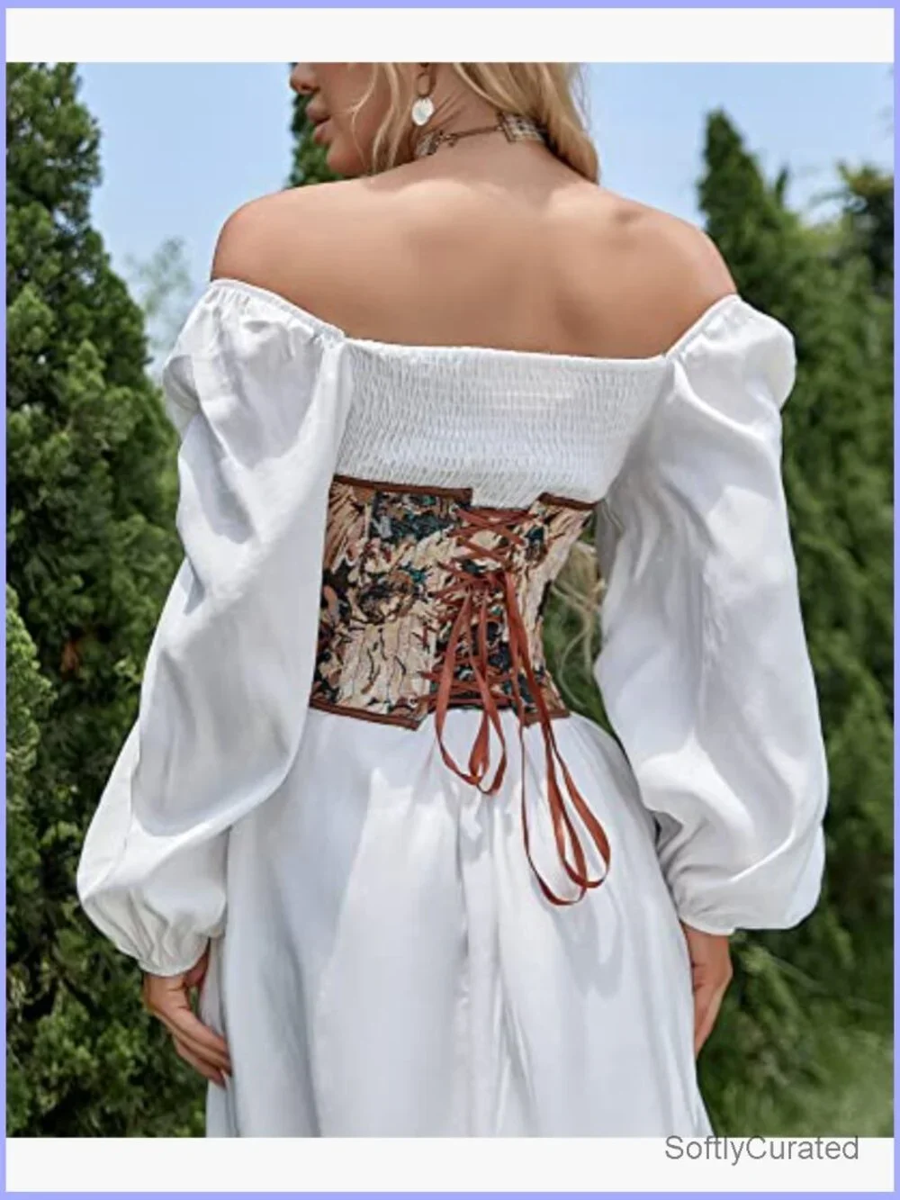 Womens Vintage Floral Denim Overbust Corset Bustier Top